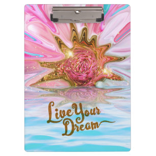 Live Your Dream - Rose Blume Power Zwischenablage Klemmbrett