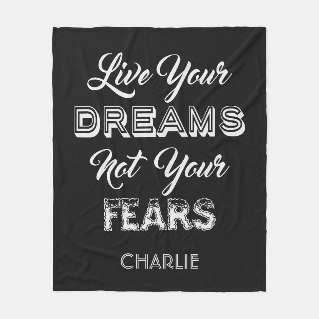 Live Your Dreams individuelle Name Fleece Decke (Vorderseite)