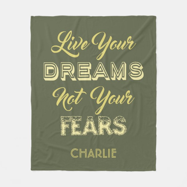 Live Your Dreams individuelle Name Fleece Decke (Vorderseite)
