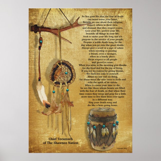 "Live your life" Tecumseh Dreamcatcher and Drum Poster (Vorne)