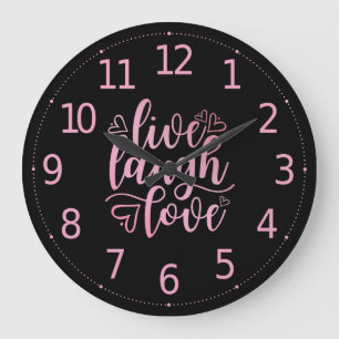 LiveLiebe-Lachen inspirierend, zitieren Sie   Große Wanduhr