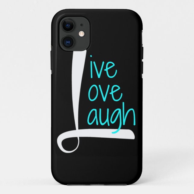 LiveLiebe-Lachen-Telefon, Weiß u. Aqua auf Case-Mate iPhone Hülle (Rückseite)
