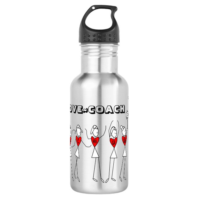 LiveLiebe-TrainerNetball bringt Themed in Position Edelstahlflasche (Vorderseite)