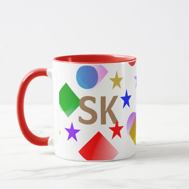Lively Colorful Stars Circles Squares Personalized Tasse (Links)