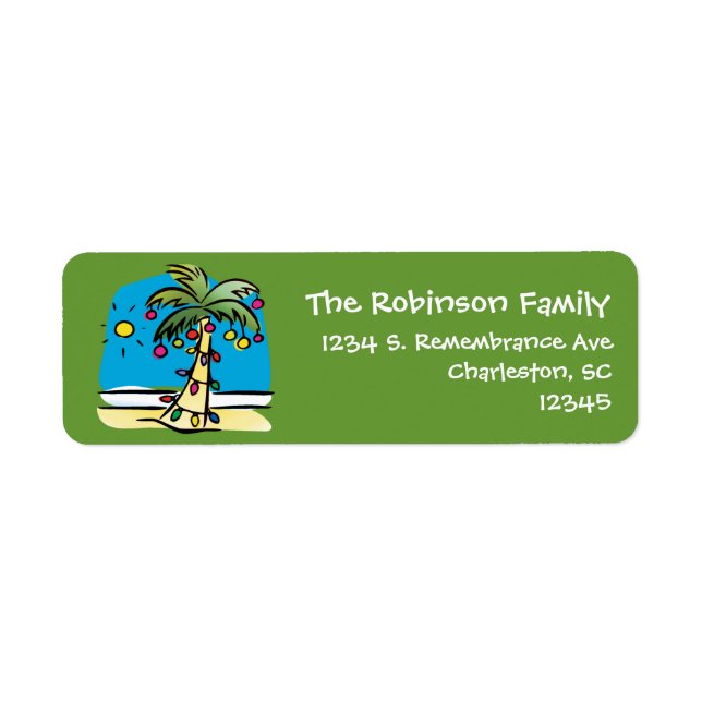 Lively Palm Christmas Return Address Label (Vorne)