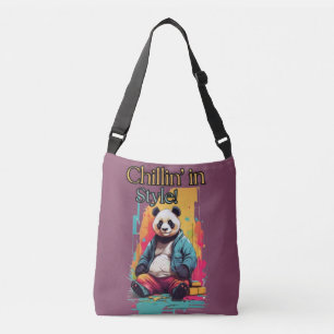Lively Panda Vibes Fun Illustration Tragetaschen Mit Langen Trägern