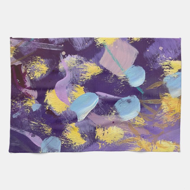 Lively Purple and Yellow, Abstract Art  Geschirrtuch (Horizontal)