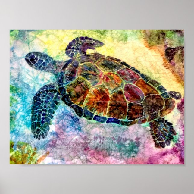 Lively Turtle on Rice Paper Poster (Vorne)