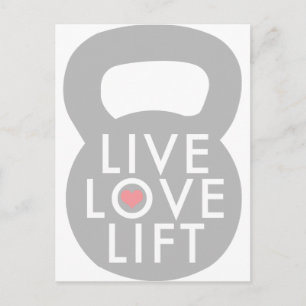 Livemusik Liebe Kettlebell Postkarte