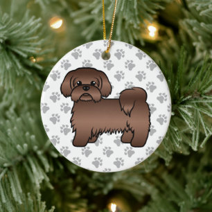 Liver Brown Shih Tzu Niedlicher Cartoon Dog Illust Keramik Ornament