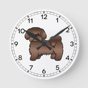 Liver Brown Shih Tzu Niedlicher Cartoon Dog Illust Runde Wanduhr