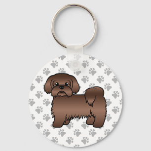 Liver Brown Shih Tzu Niedlicher Cartoon Dog Illust Schlüsselanhänger