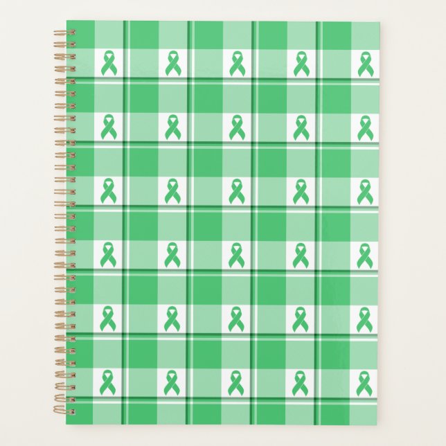 Liver Cancer Awareness Plaid Green Ribbon Planer (Vorderseite)