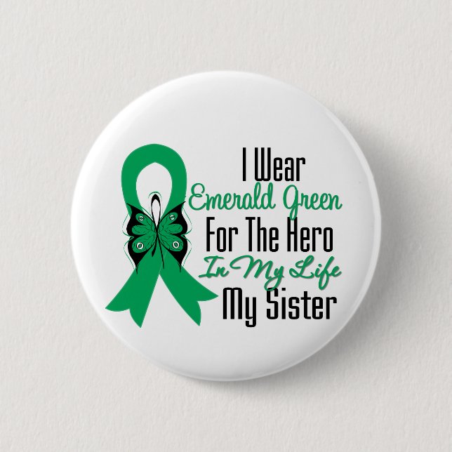 Liver Cancer Ribbon Hero My Sister Button (Vorderseite)