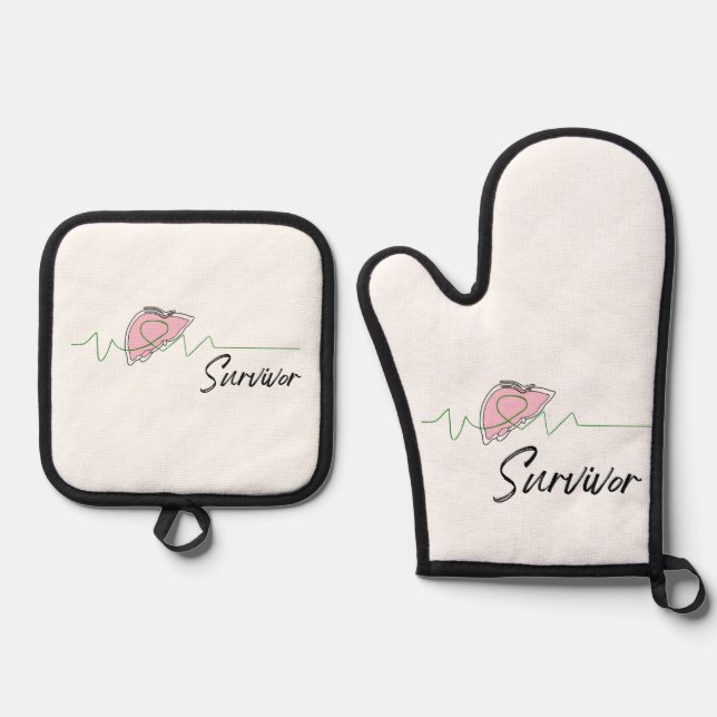 Liver Survivor Ofenhandschuh & Topflappen-Set (Vorderseite)