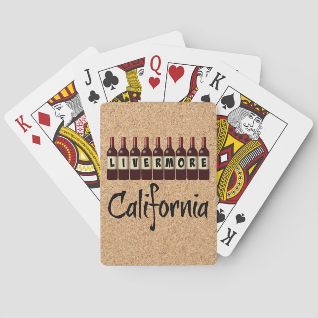 Livermore California Rote Weinflaschen Verkostung  Spielkarten (Rückseite)