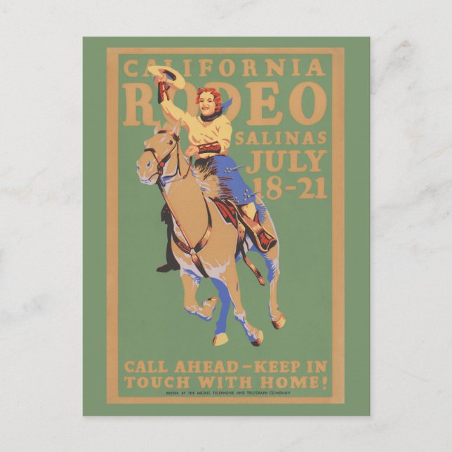Livermore Rodeo USA Vintage Poster 1933 Postkarte (Vorderseite)