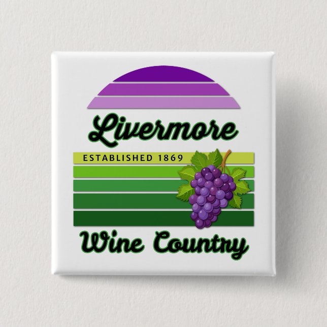 Livermore Wine Country Purple Green Stripes Grapes Button (Vorderseite)