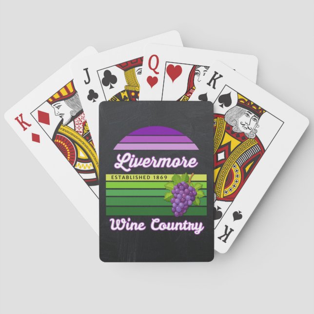 Livermore Wine Country Purple Green Stripes Grapes Spielkarten (Rückseite)