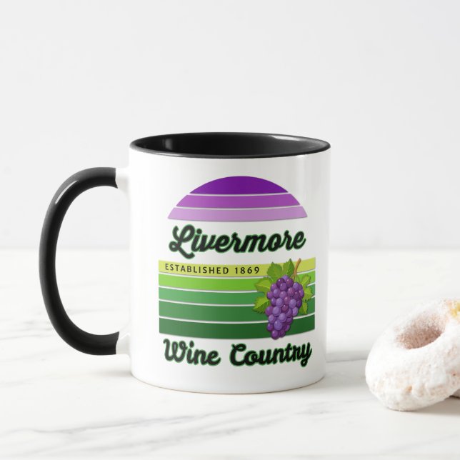 Livermore Wine Country Purple Green Stripes Grapes Tasse (Mit Donut)
