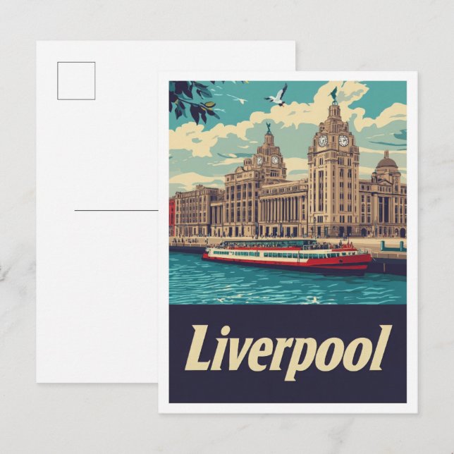 Liverpool England Art Vintage Reise Postkarte (Vorne/Hinten)