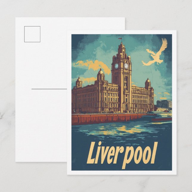 Liverpool England Art Vintage Reise Postkarte (Vorne/Hinten)