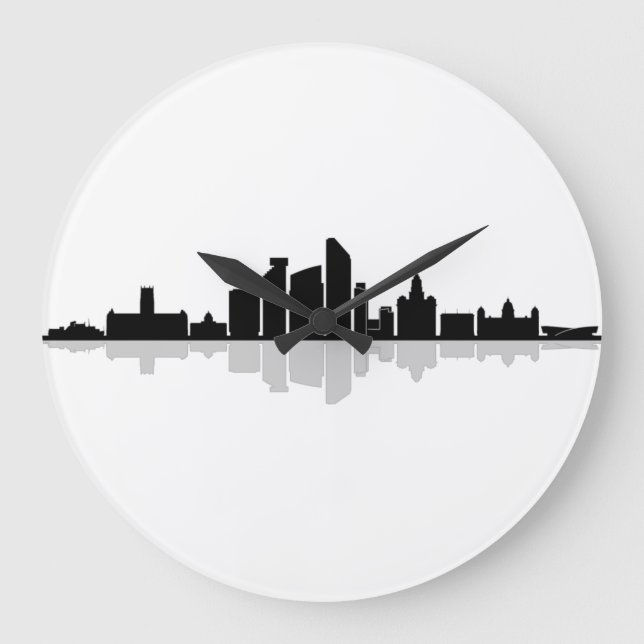 LIVERPOOL England Fußball City Skyline Silhouette Große Wanduhr (Vorderseite)