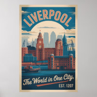 Liverpool England Retro-Stil Stadtansicht Reise