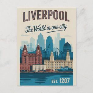 Liverpool England Retro-Stil Stadtansicht Reise Postkarte