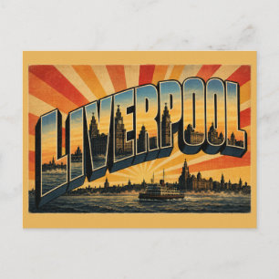Liverpool England River Mersey Uferpromenade Vinta Postkarte