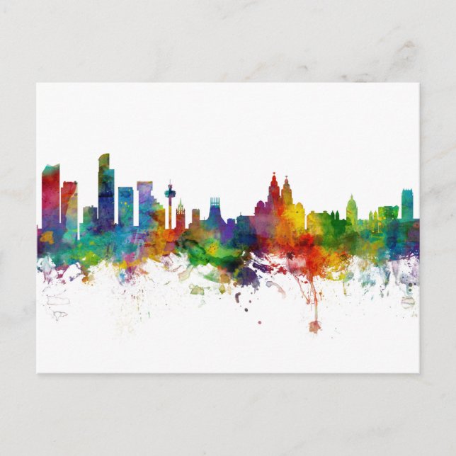 Liverpool England Skyline Postkarte (Vorderseite)