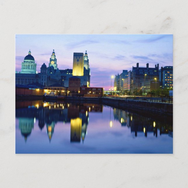 Liverpool in der Nacht, England Postkarte (Vorderseite)