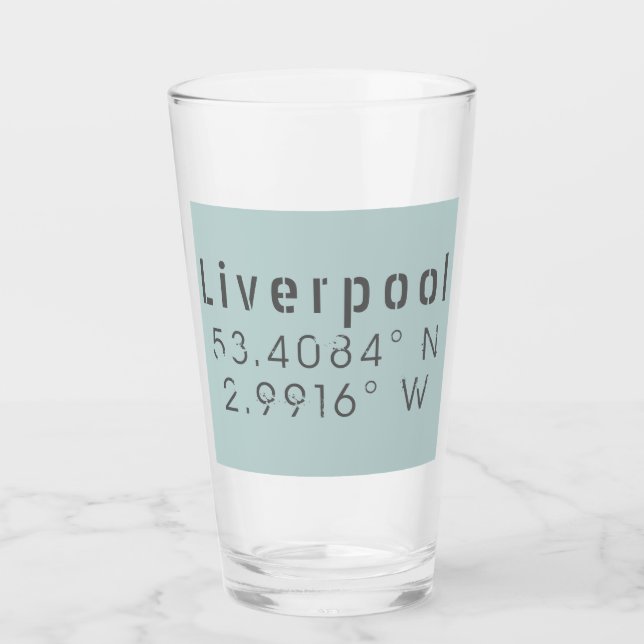 Liverpool Latitude Länge Glas (Vorderseite)