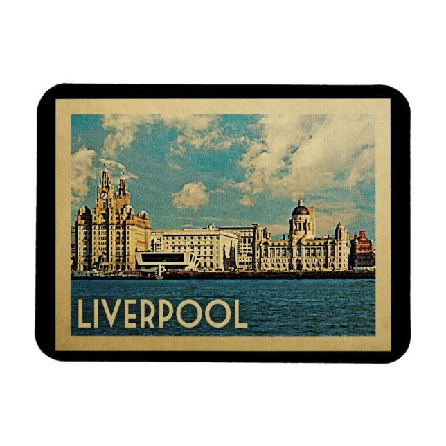 Liverpool Magnet Vintage Travel (Horizontal)
