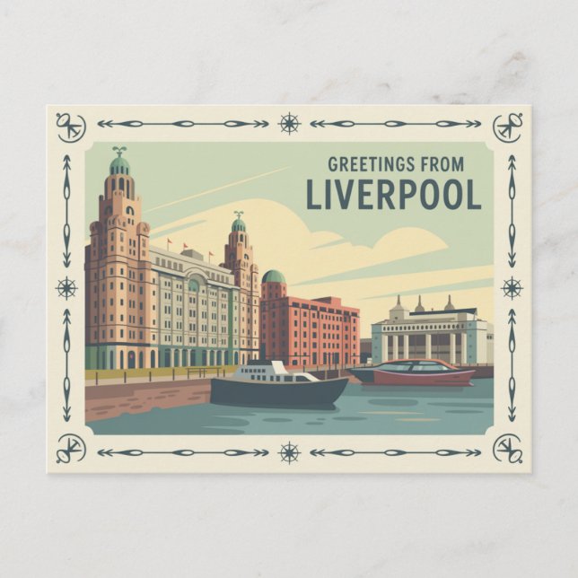 Liverpool Postcard Vintage Travel Postkarte (Vorderseite)