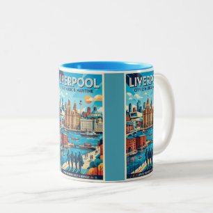 Liverpool Reiseplakat Zweifarbige Tasse