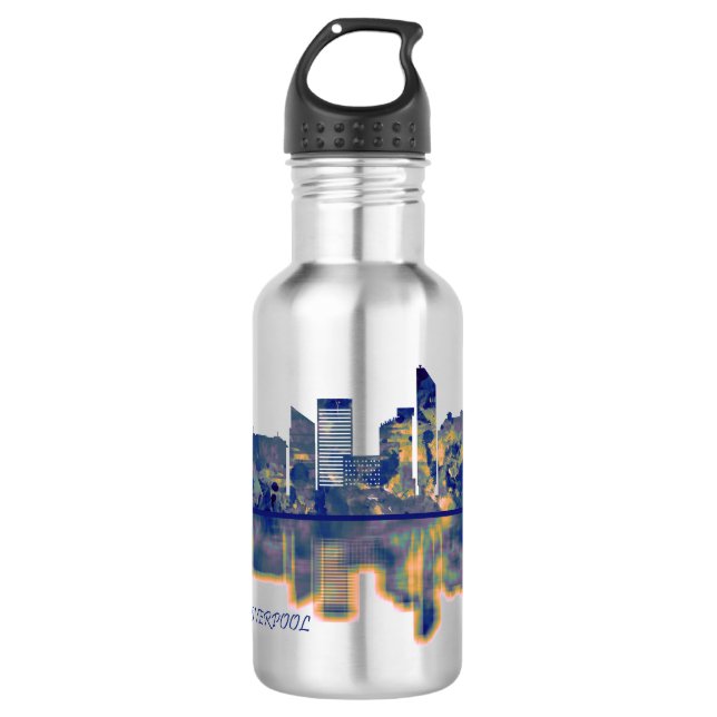 Liverpool Skyline Edelstahlflasche (Vorderseite)