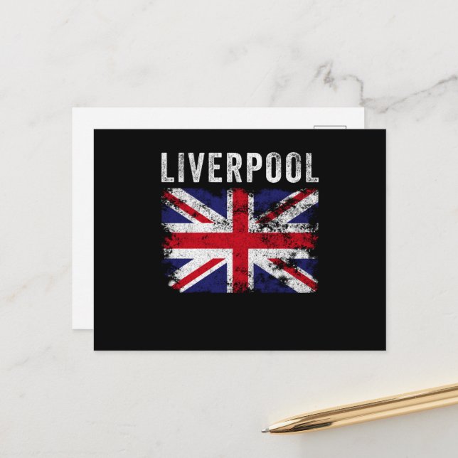 Liverpool UK Flag England Souvenir Postkarte (Vorderseite/Rückseite Beispiel)