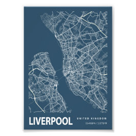 Liverpool - United Bleprint City Map Fotodruck