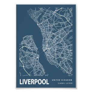 Liverpool - United Kingdom Blueprint City Map Fotodruck