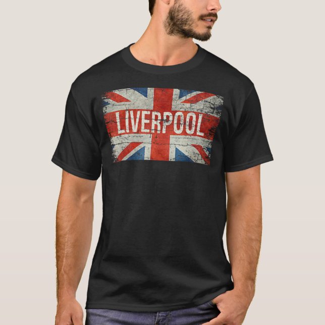 Liverpool Vereinigtes Königreich Britische Flagge  T-Shirt (Vorderseite)