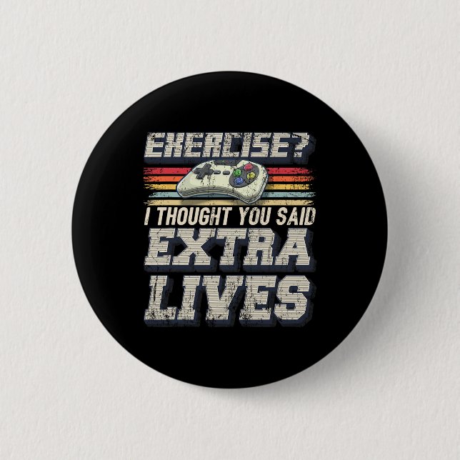 Lives Funny Video Game Controller Retro Gamer Boys Button (Vorderseite)