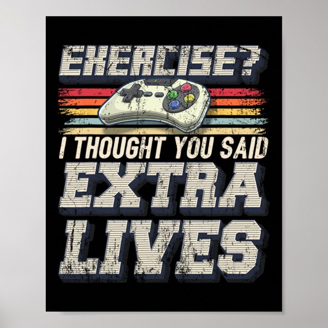 Lives Funny Video Game Controller Retro Gamer Boys Poster (Vorne)