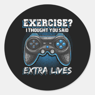 Lives Funny Video Game Controller Retro Gamer Boys Runder Aufkleber