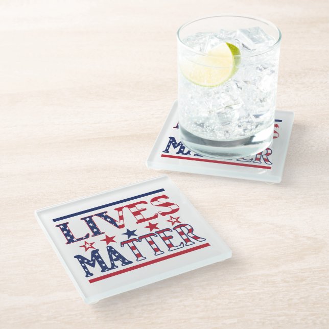 Lives Matter - American Flag Glasuntersetzer (Schrägansicht)
