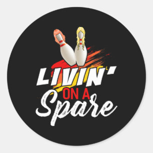 Livin auf einem Bowling Shirt Funny Bowler Bowlin Runder Aufkleber