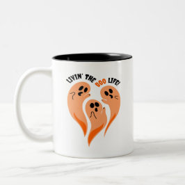 Livin" das Boo Life Spooky Orange Ghosts Halloween Zweifarbige Tasse