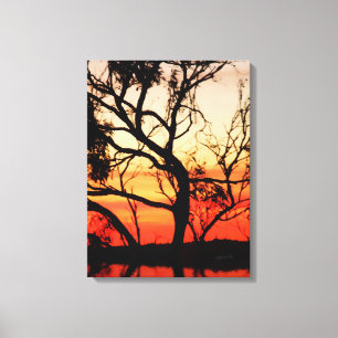 Living Art Sunset Silhouette Wrapped Canvas Leinwanddruck
