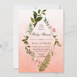Living Coral Ombre Forest Fern Baby Dusche Einladung