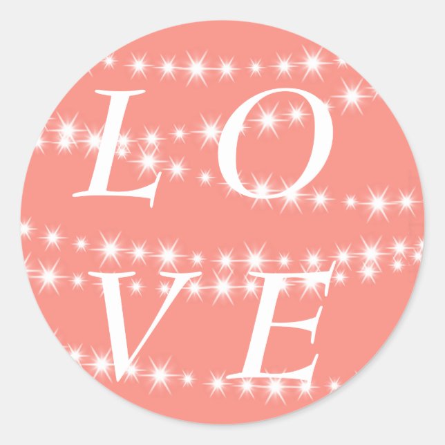 Living Coral Twinkle Lights LIEBE Sticker (Vorderseite)
